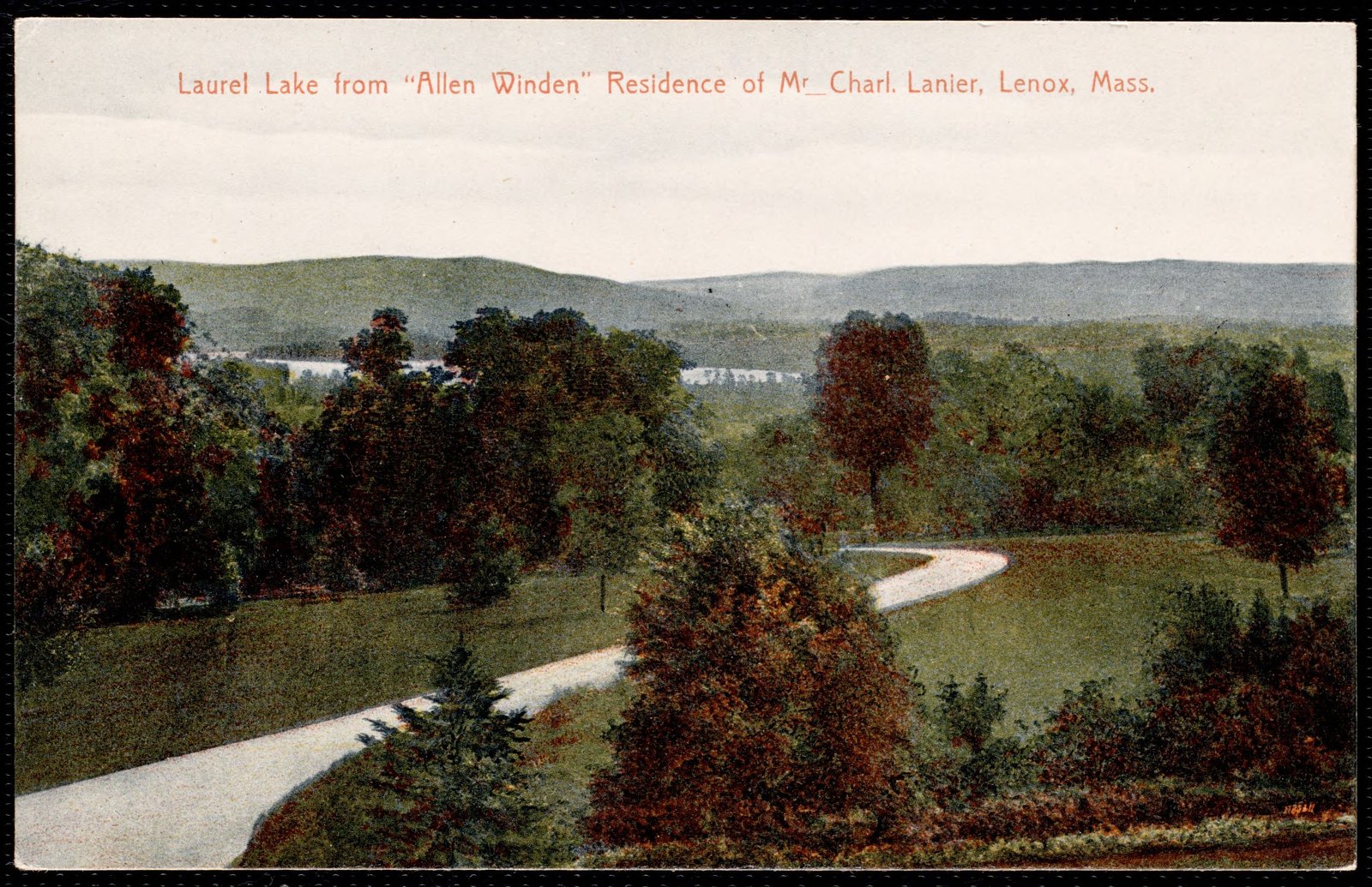 Allen Winden: view and curving drive. about 1907–1929.