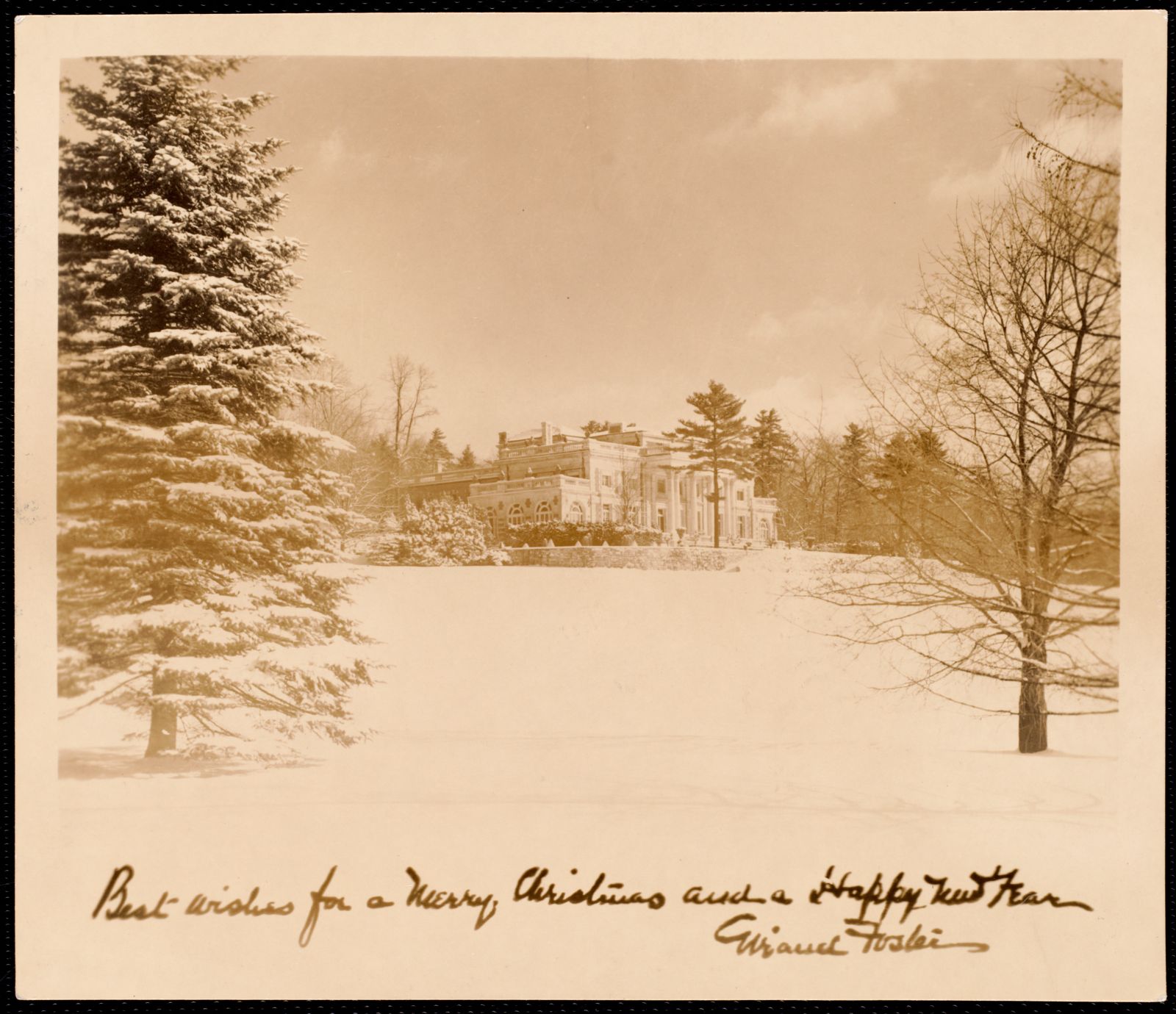 Bellefontaine: house in winter. about 1899–1945.
