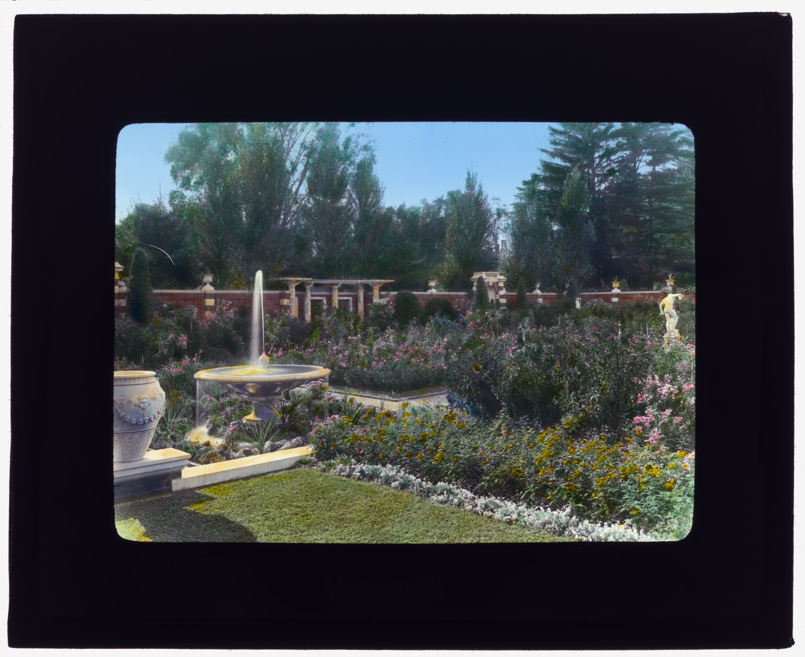 The perennial garden fountain at Brookside, Great Barrington, about 1916