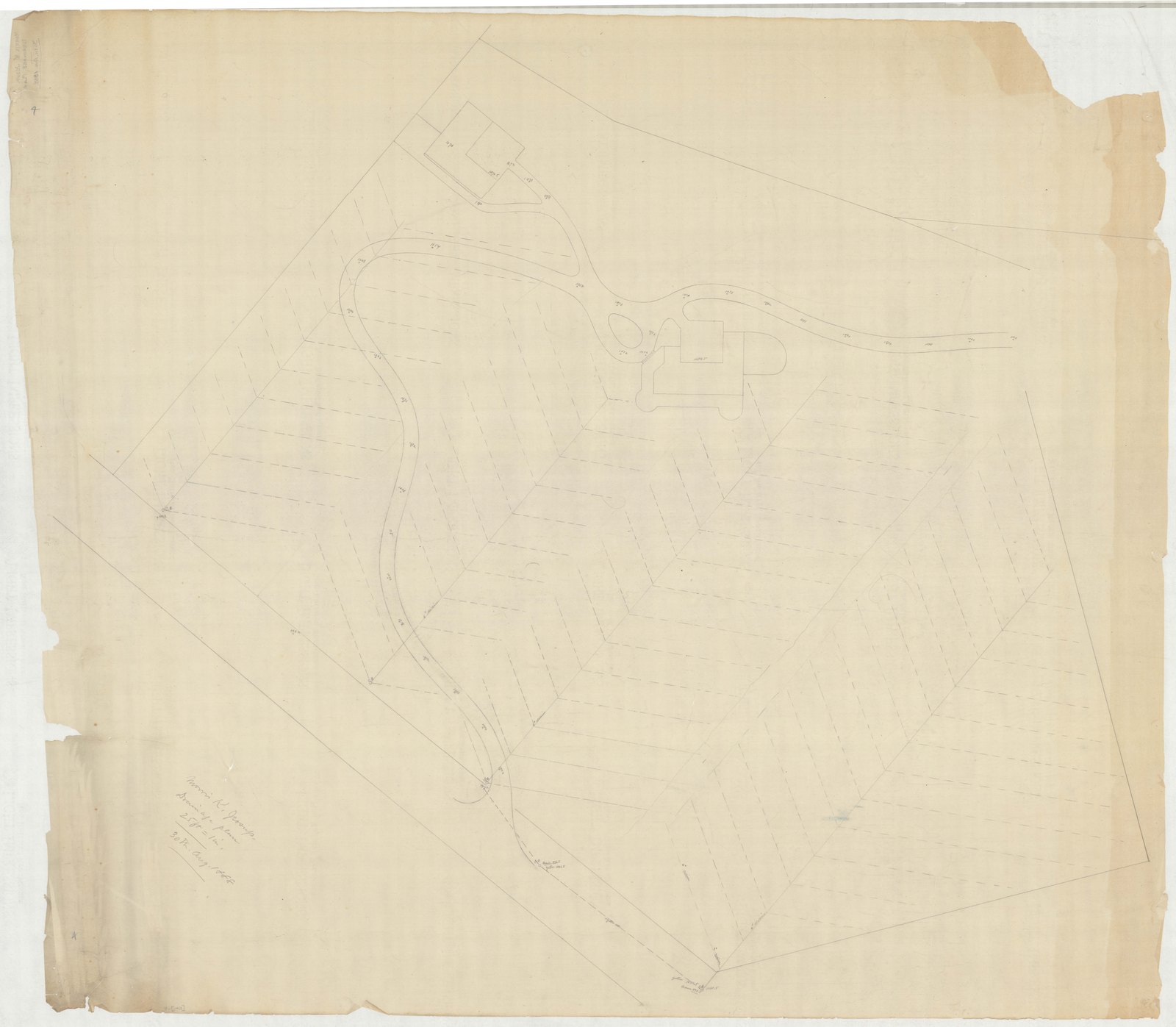 Plan 4, 30 August 1888. “Morris K. Jessup / Drainage Plan; Scale 25’ = 1”.” Inventory note: “[Gutters indicated]”.