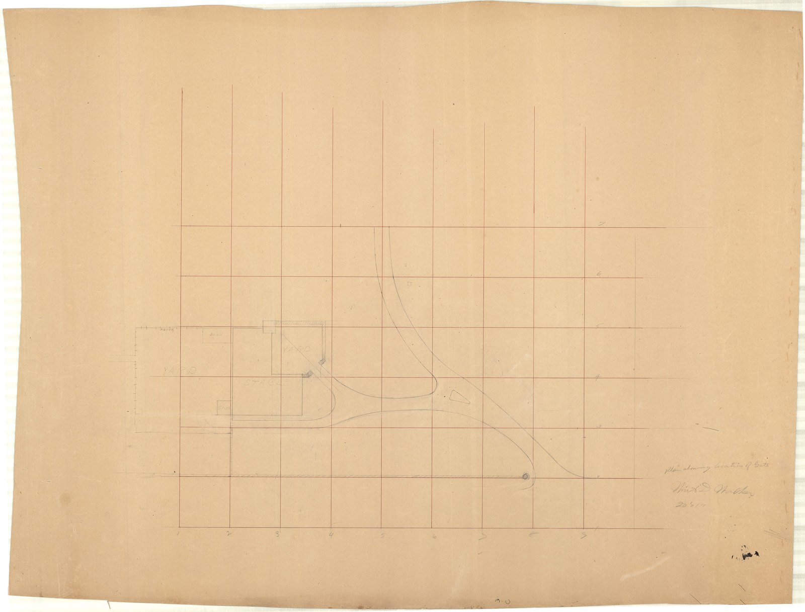 Study drawn over a ruled grid. Olmsted job 01092.