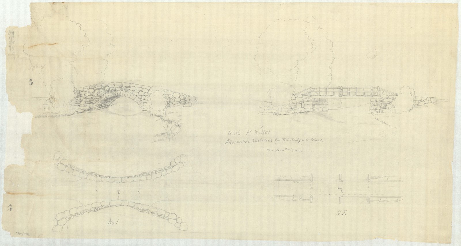 Profile sections, two of them, on graph paper. Olmsted job 01092.