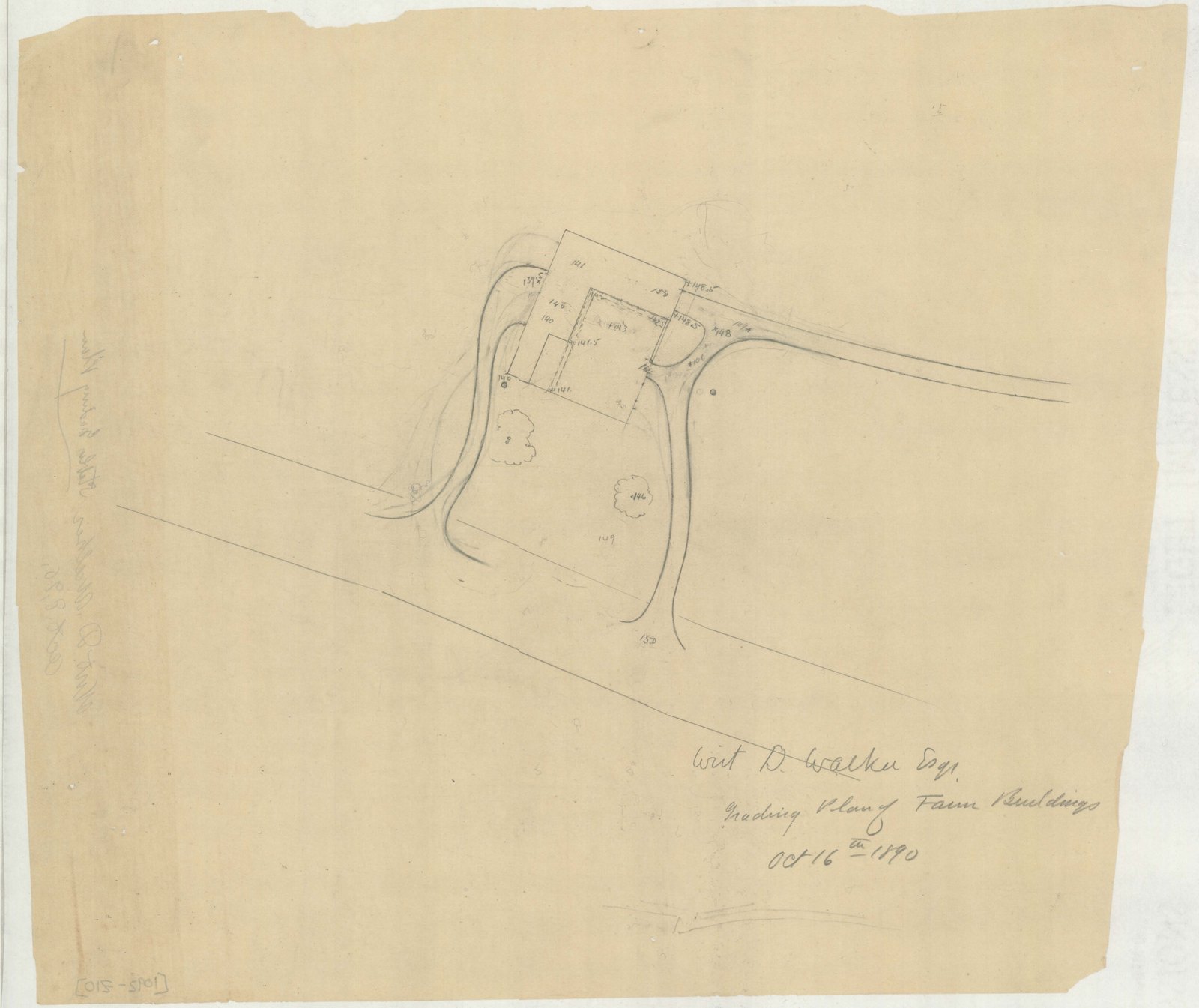 Study of the entrance drive and the buildings at the gate. Olmsted job 01092.