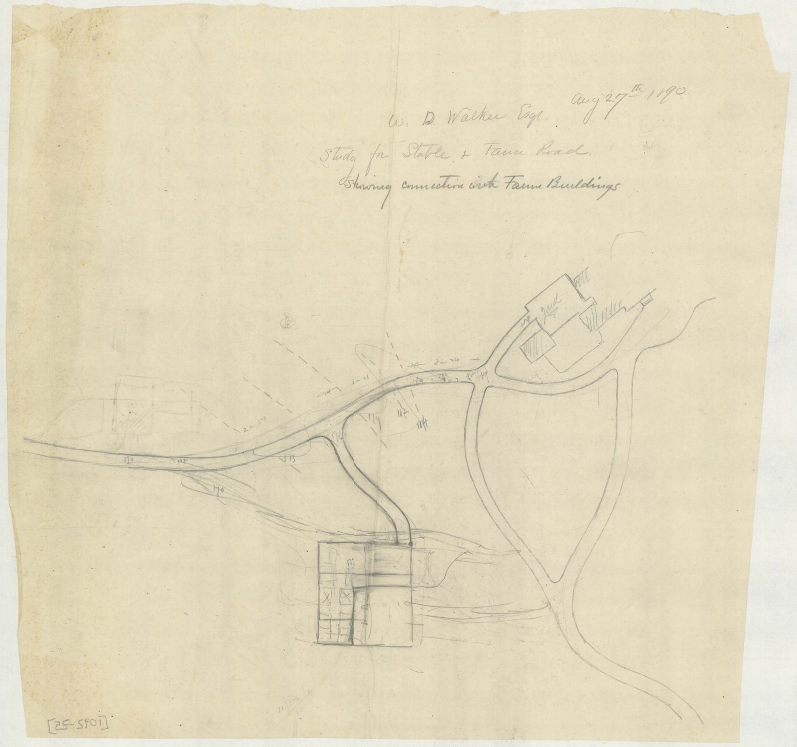 Study of the buildings and the drive between them. Olmsted job 01092.