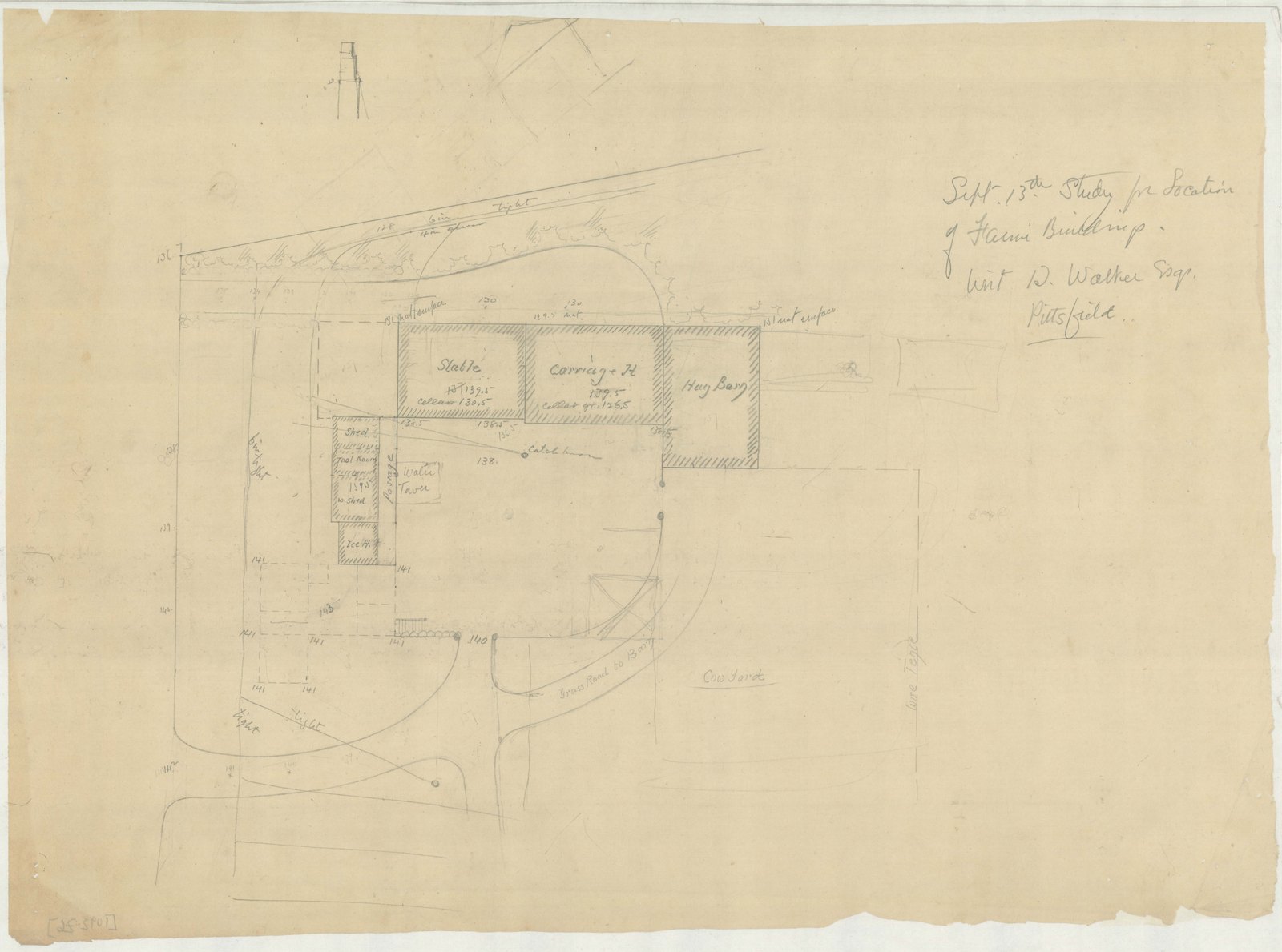 Study of the ground about the farm buildings. Olmsted job 01092.