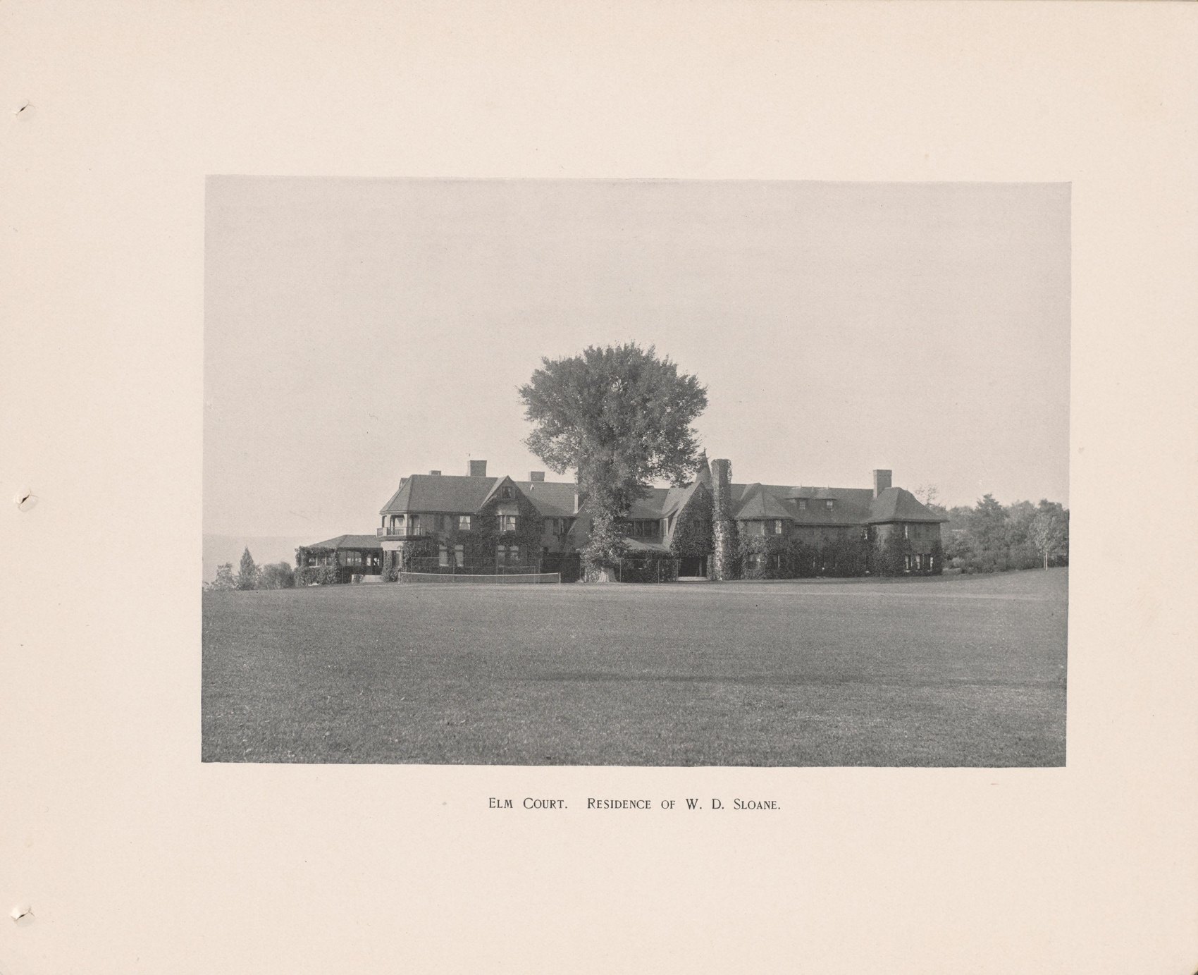 Leaf 57: ELM COURT. RESIDENCE OF W. D. SLOANE. The house in 1890, six years after it was built and before the additions that doubled it.