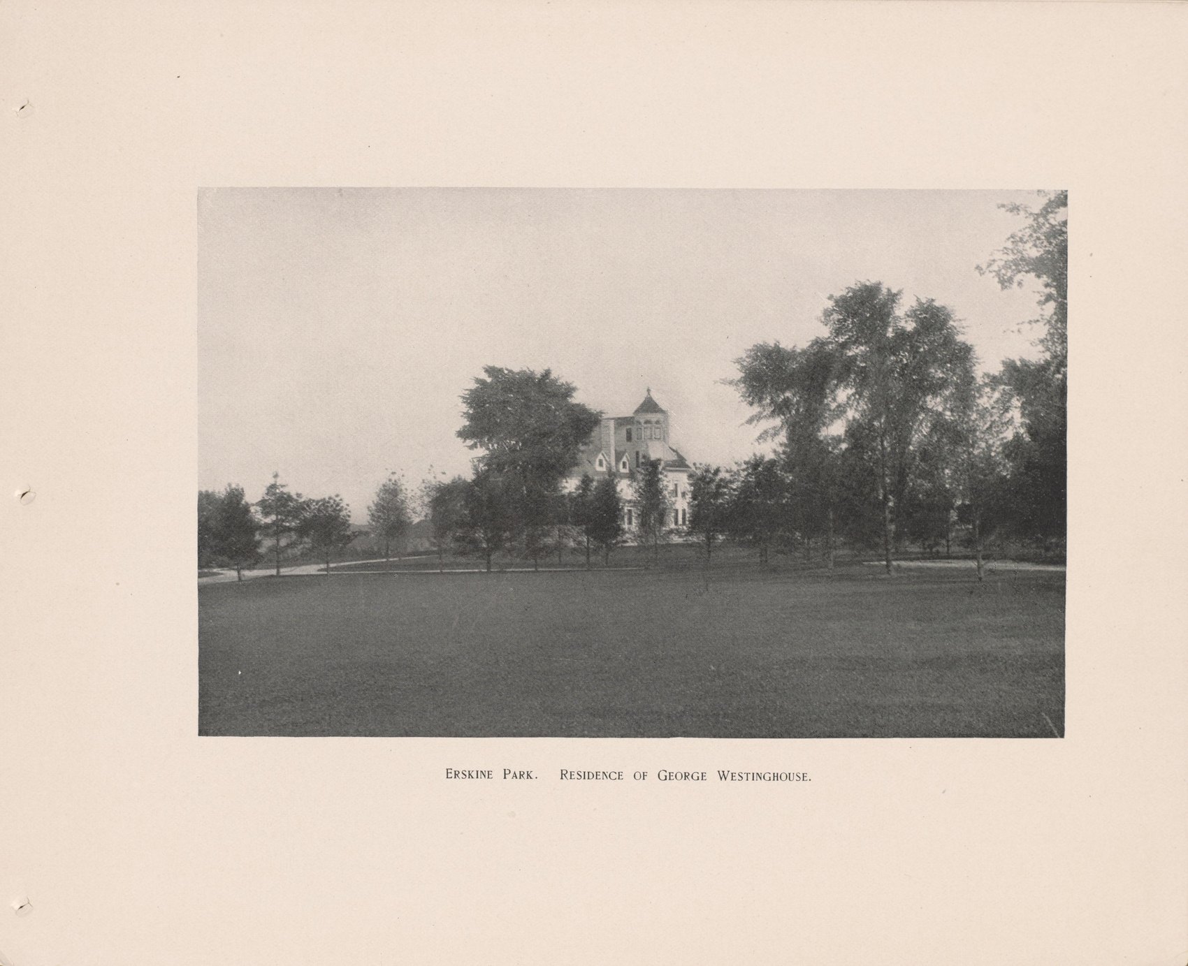 Leaf 63: ERSKINE PARK. RESIDENCE OF GEORGE WESTINGHOUSE. The atlas of 1904 draws the same grounds with an ELECTRIC LIGHT PLANT on them, marked in stone.