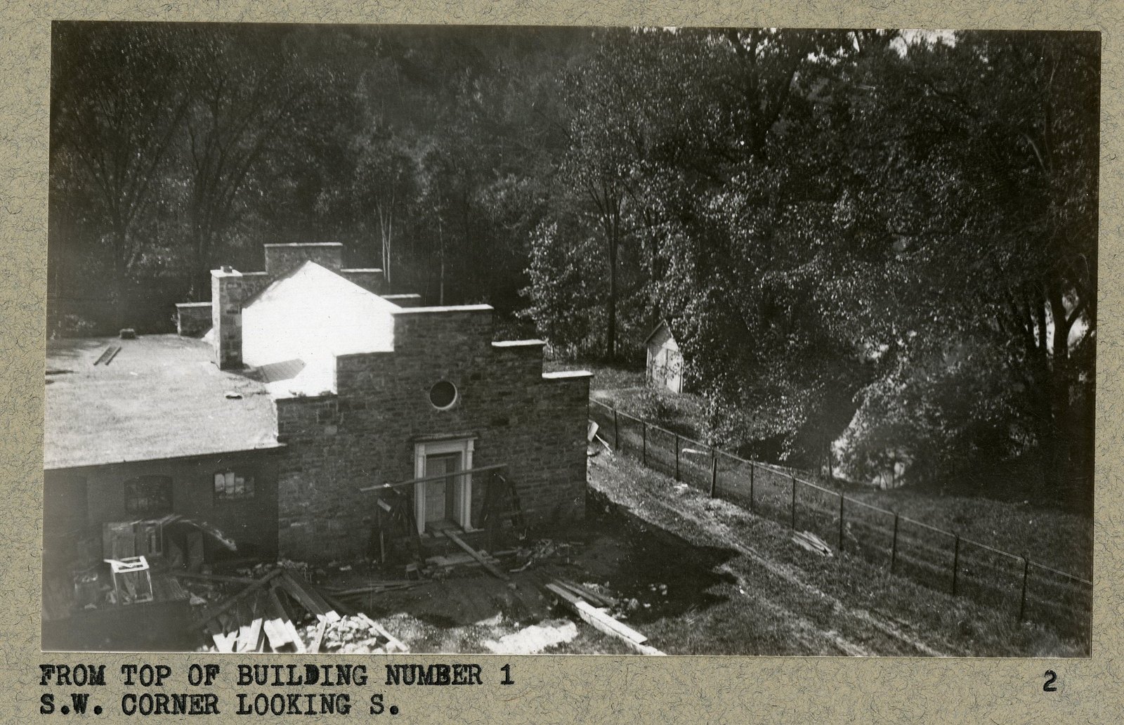 “FROM TOP OF BUILDING NUMBER 1, S.W. CORNER LOOKING S.”