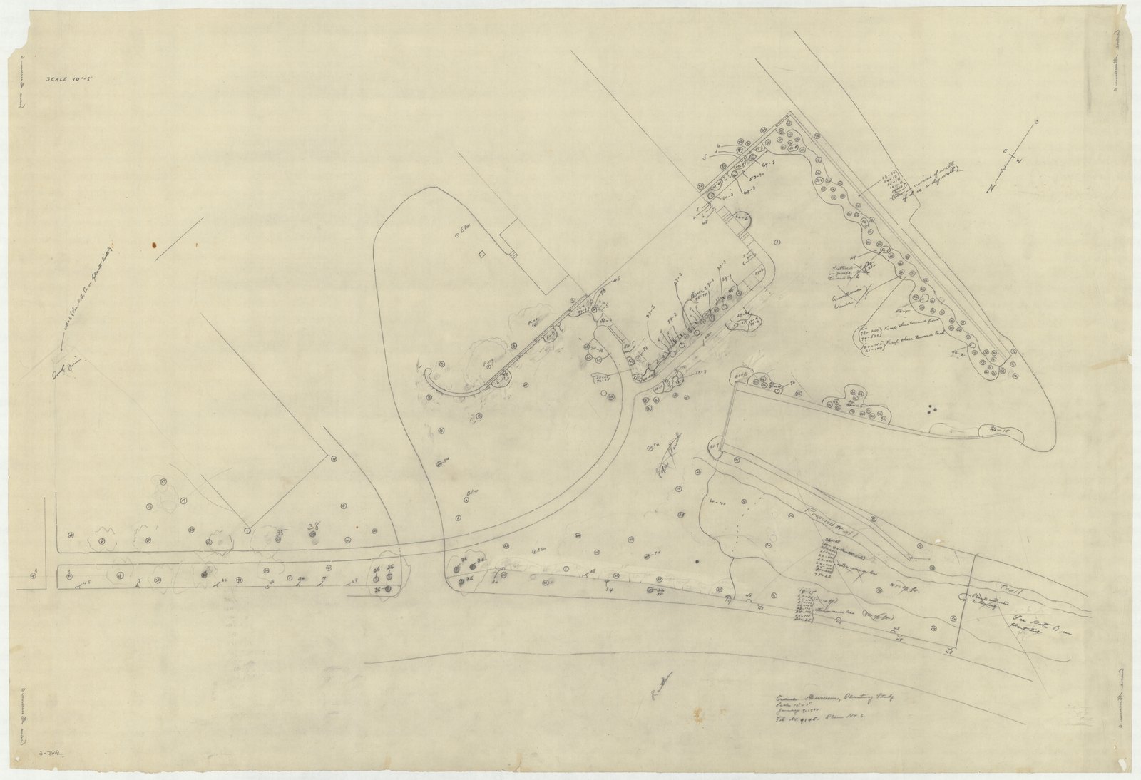 Plan 6, 9 January 1930. “Crane Museum. Planting Study.” Inventory note: “Planting numbers & notes.”