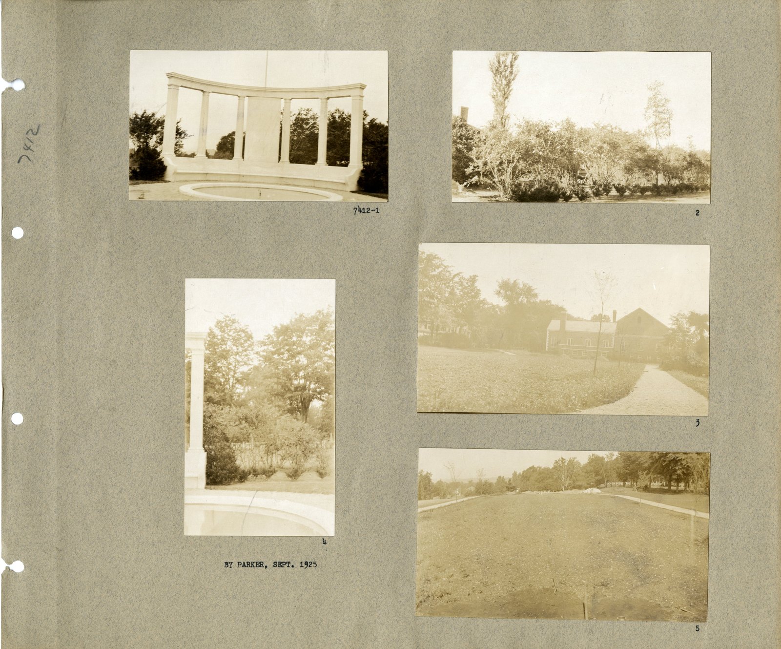 Album pages 1 and 2, holding prints 1 to 5.