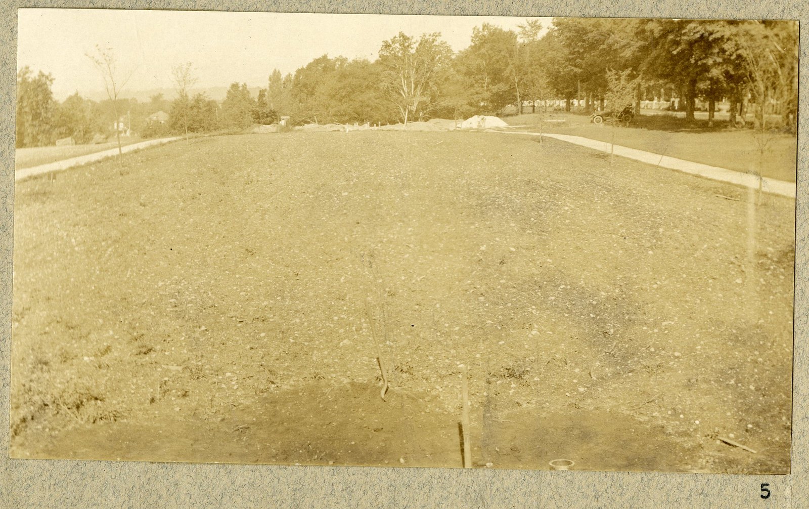 The graded lawn before planting. Print 5.