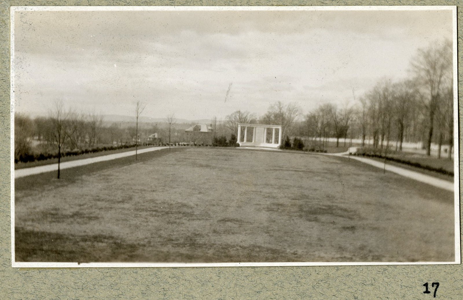 The whole park, looking toward the memorial in winter. Print 17.