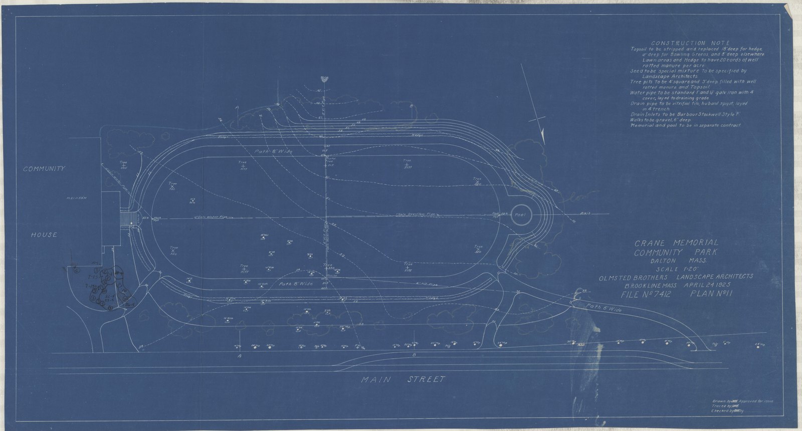 Plan 11, print 3, 25 April 1925. Inventory note: “Planting groups and numbers added.”