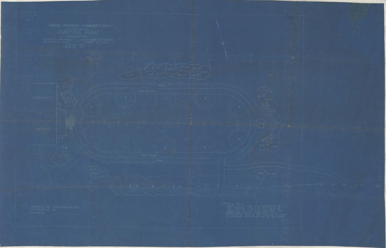 Plan 13, print 4, 10 August 1925. Inventory note: “Notes and changes in graphite.”