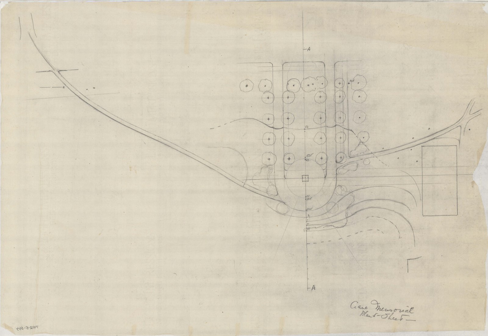 Plan 5, sheet 4, no date. “Crane Memorial.” Inventory note: “Section AA, with elevations.”