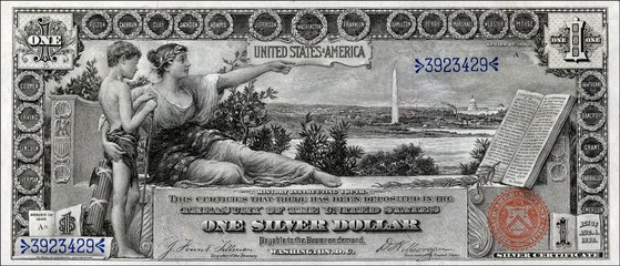One dollar, silver certificate, 1896