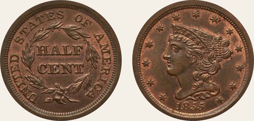 Half cent, 1855