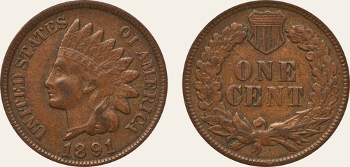 Indian Head cent, 1891