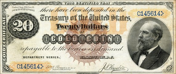 Twenty dollars, gold certificate, 1882