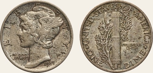 Winged Liberty dime, 1917