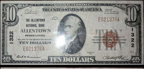 Ten dollars, national bank note, 1929