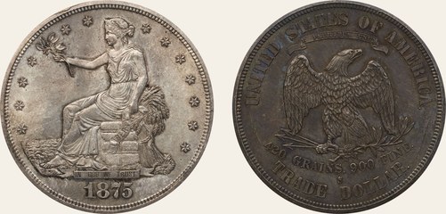 Trade dollar, San Francisco, 1875