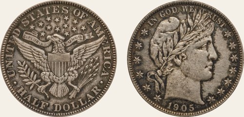 Barber half dollar, 1905