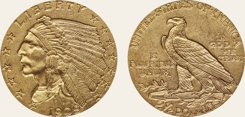 Two and a half dollars, Indian Head quarter eagle, 1909