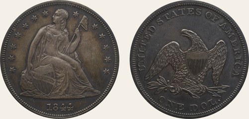 Seated Liberty dollar, 1844