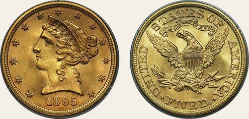Five dollars, half eagle, 1895