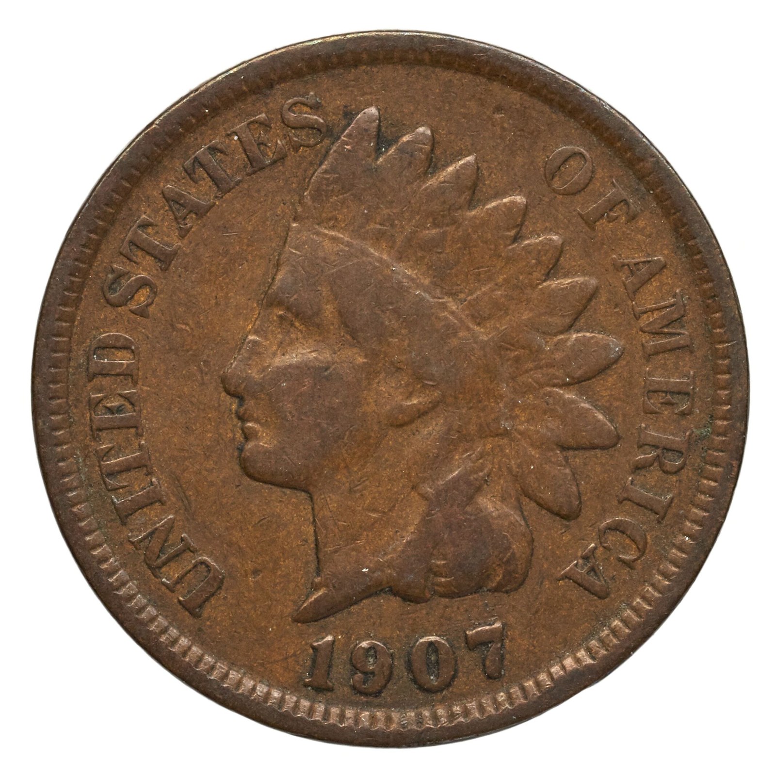 Indian Head cent, 1859–1909. Liberty in an eagle-feathered headdress, by James B. Longacre.