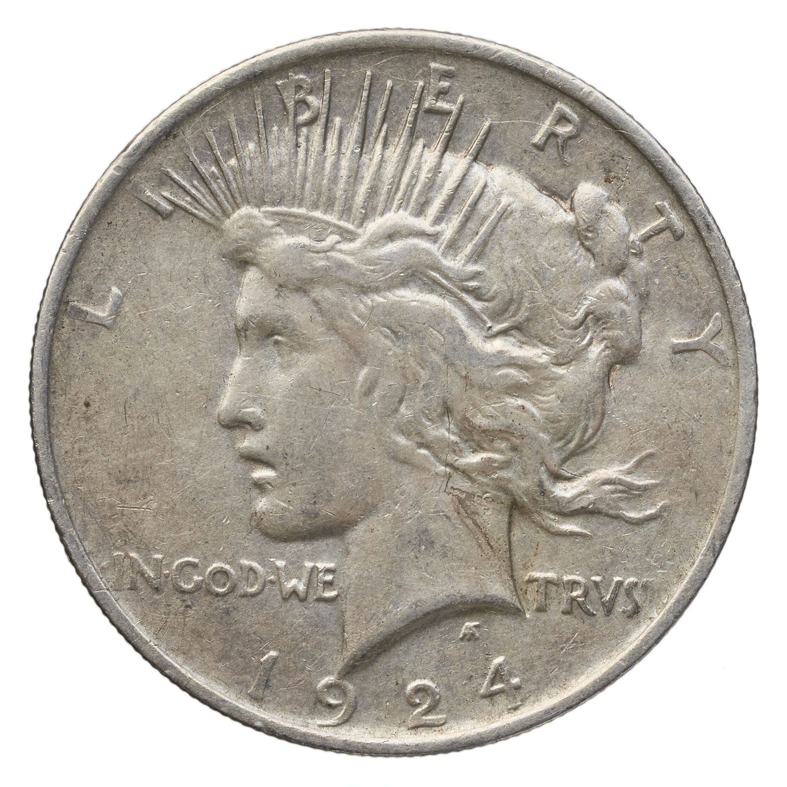 The low relief Peace dollar from 1922. The model was the designer’s wife, Teresa de Francisci.