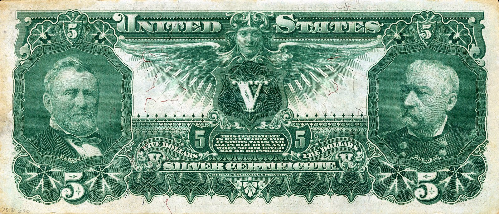 The back of the five: Ulysses S. Grant and Philip Sheridan.