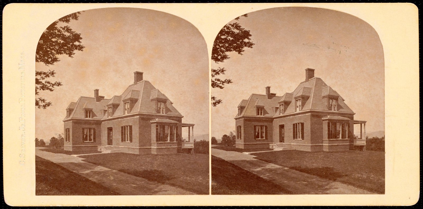 Dormers: drive and outside of house. About 1890–1930. A second stereograph of the same subject.