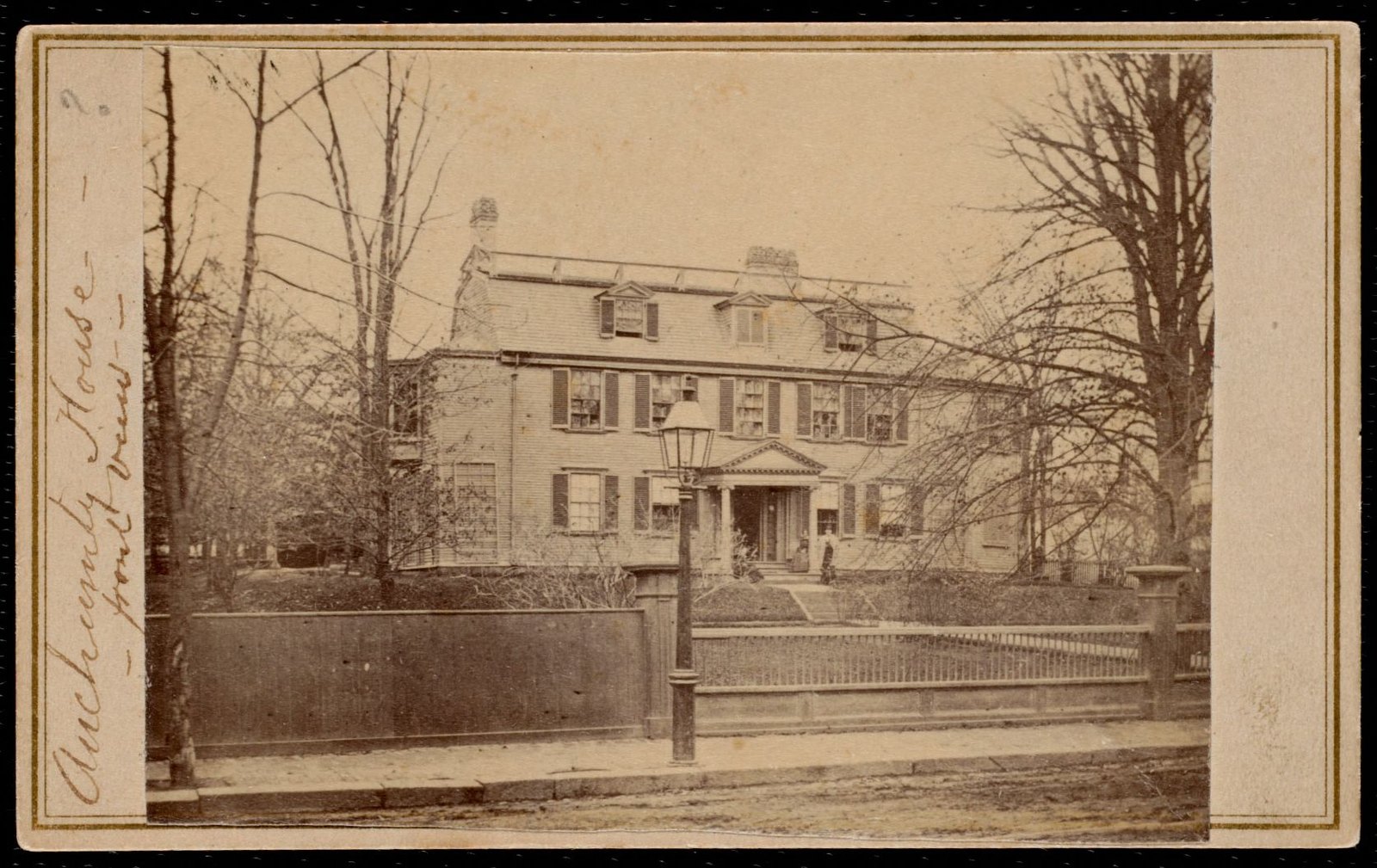 The mount inscribed “Auchmunty House — front view.”