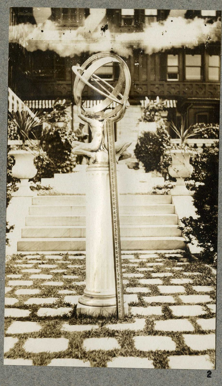 Photograph 2, July 1924. The armillary sphere and steps.