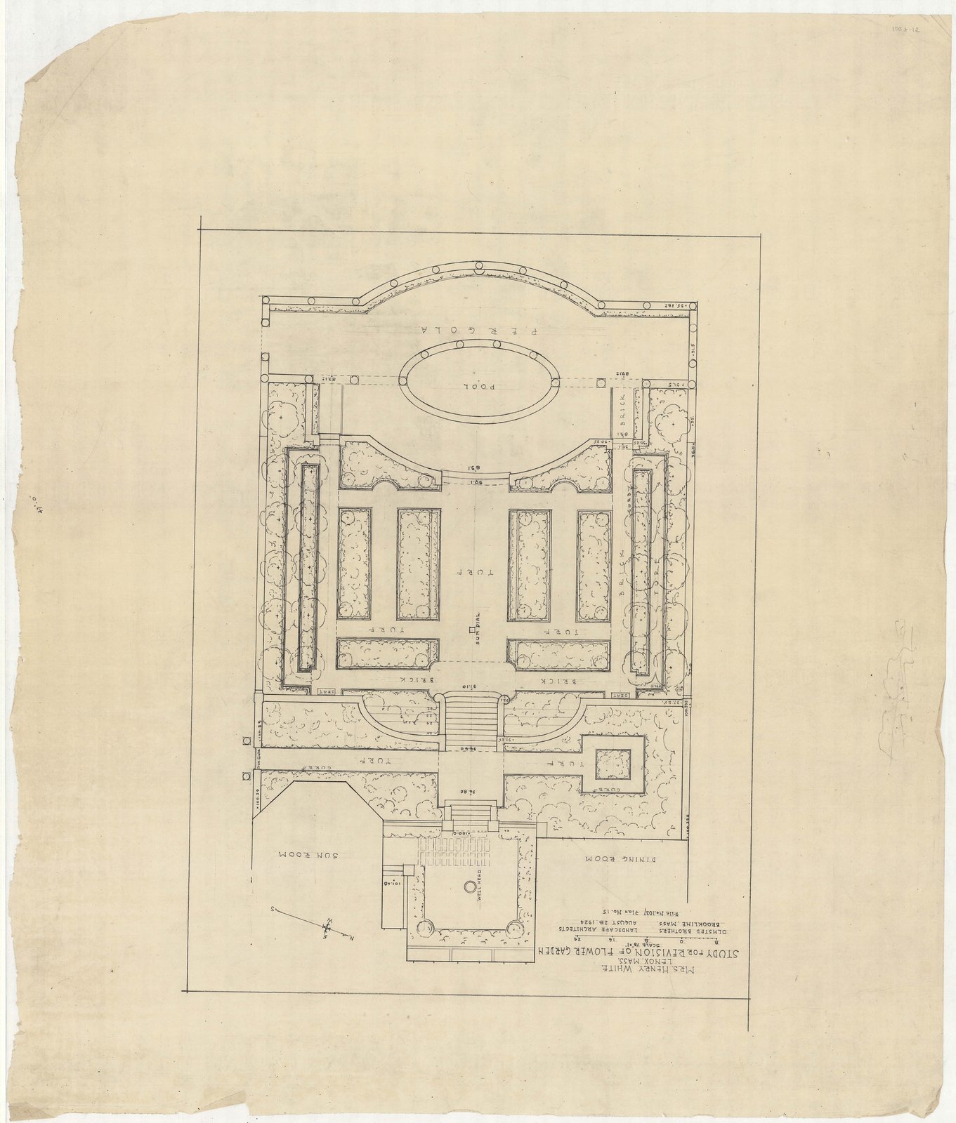 01027-15, 28 August 1924. Study for revision of flower garden.