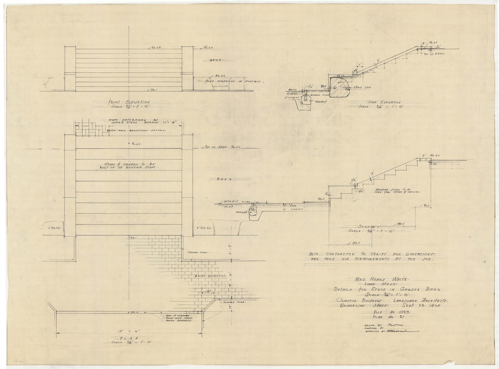 01027-21, 22 September 1924. Details for steps in garden.