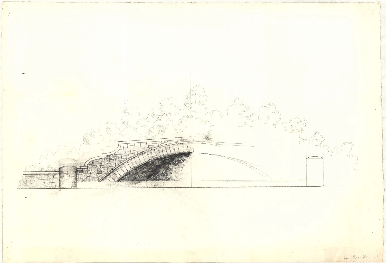 01027-Z23, 14 January 1886. “Sketches for Arch. Fountain etc.”