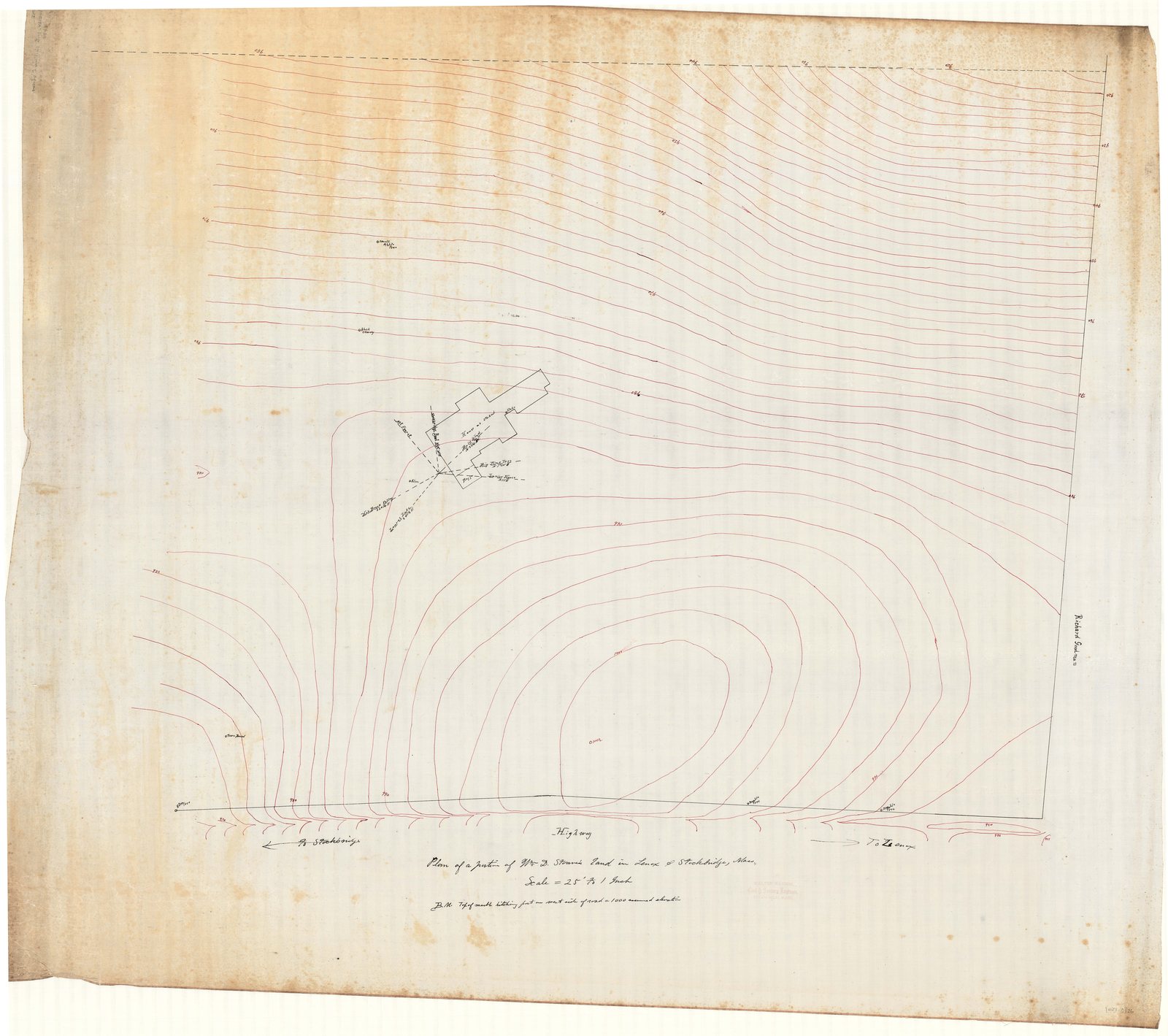 01027-Z26, 1885. “Plan of a Portion of Wm. D. Sloane’s Land.” Inventory note: “Sloane survey with directions of views.”