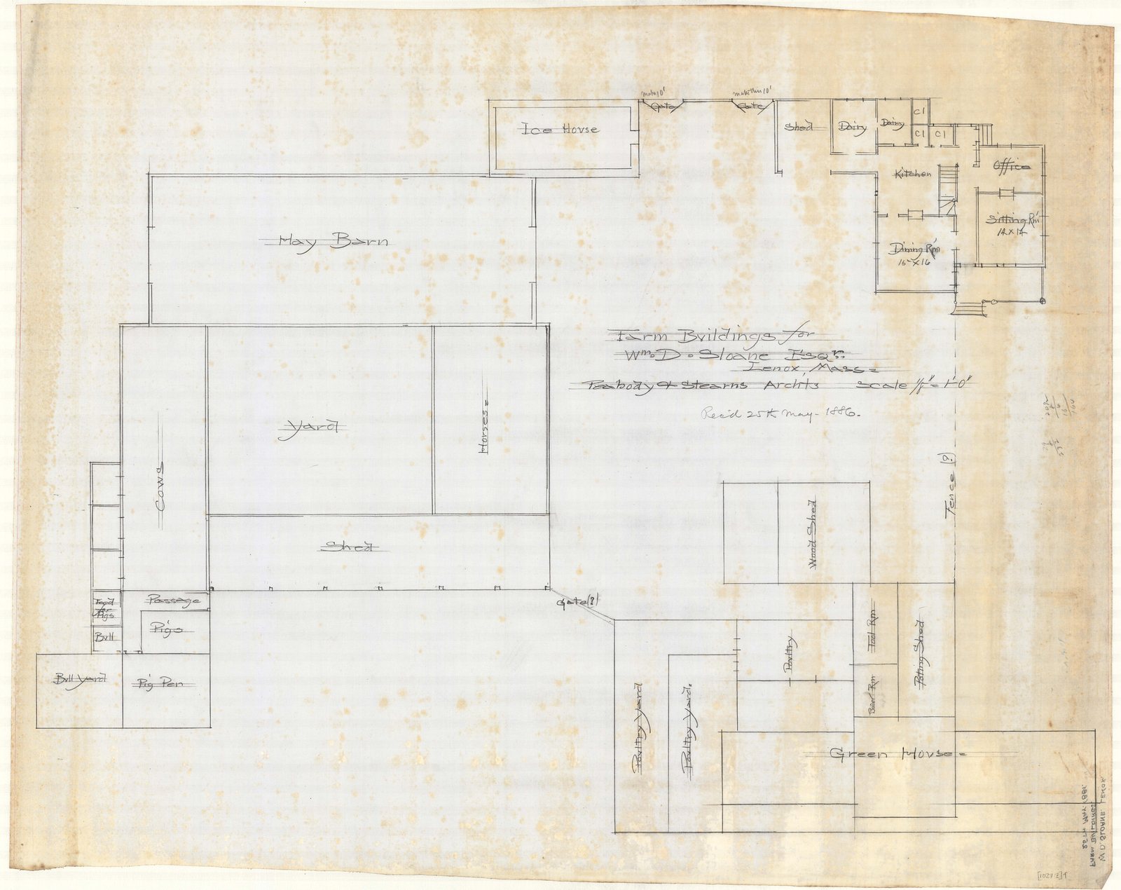 01027-Z4, 25 May 1886. “Farm Buildings for Wm. D. Sloane Esq.” Peabody and Stearns, architects.