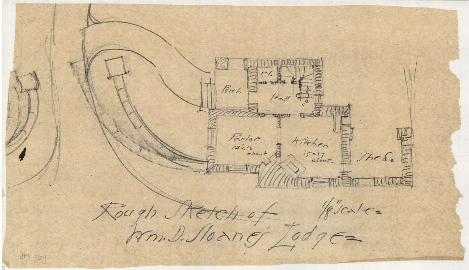 01027-Z47, undated. “Rough Sketch of Wm. D. Sloane’s Lodge.”