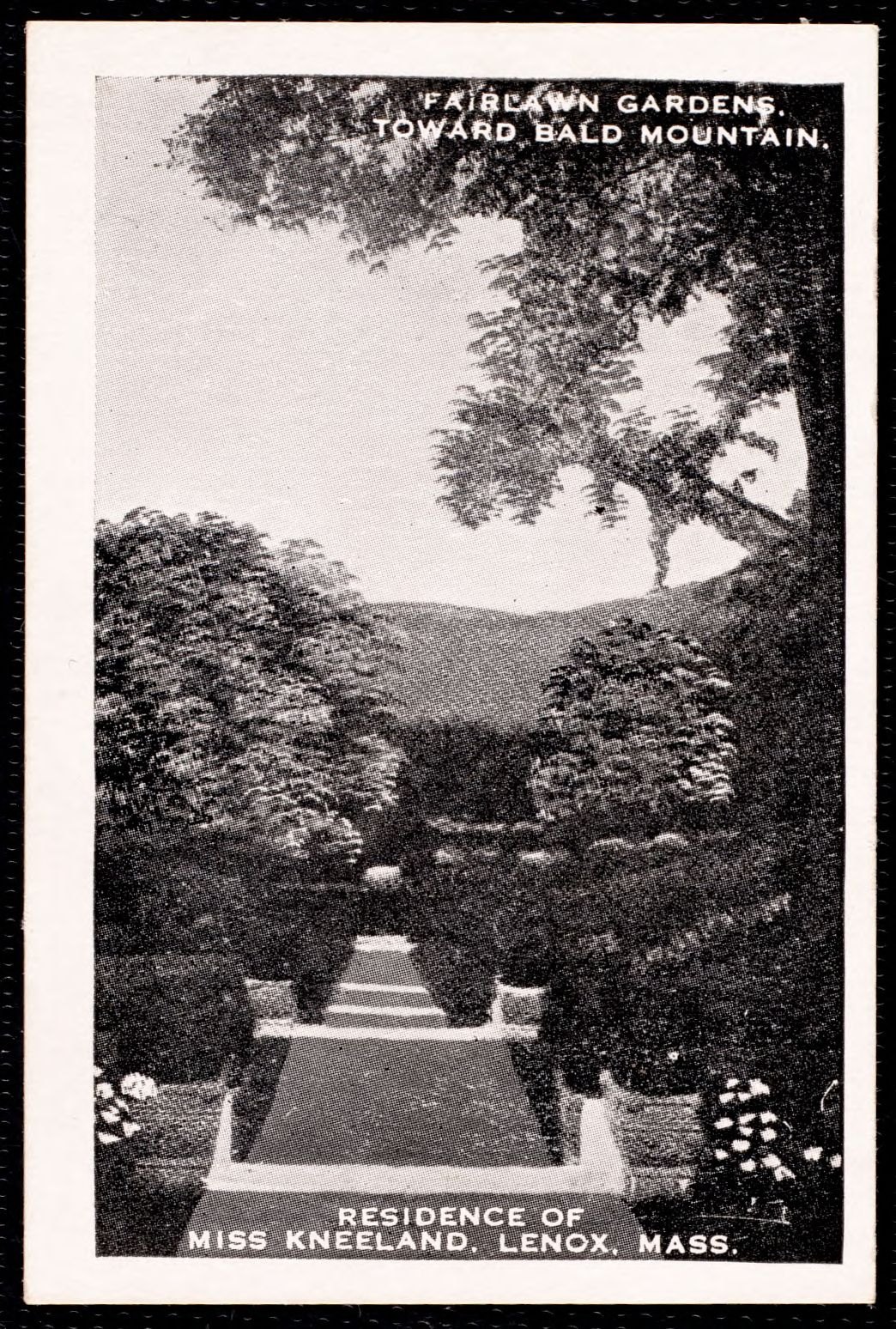 Fairlawn: garden toward Bald Mountain. about 1895–1930.