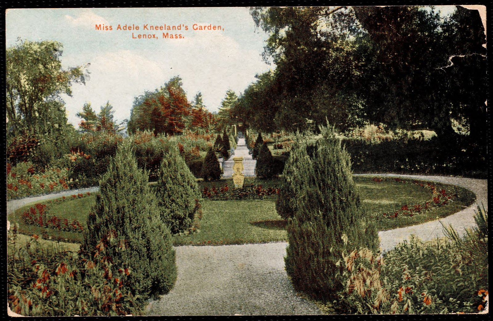 Fairlawn: garden sculpture and trees. about 1907–1930.
