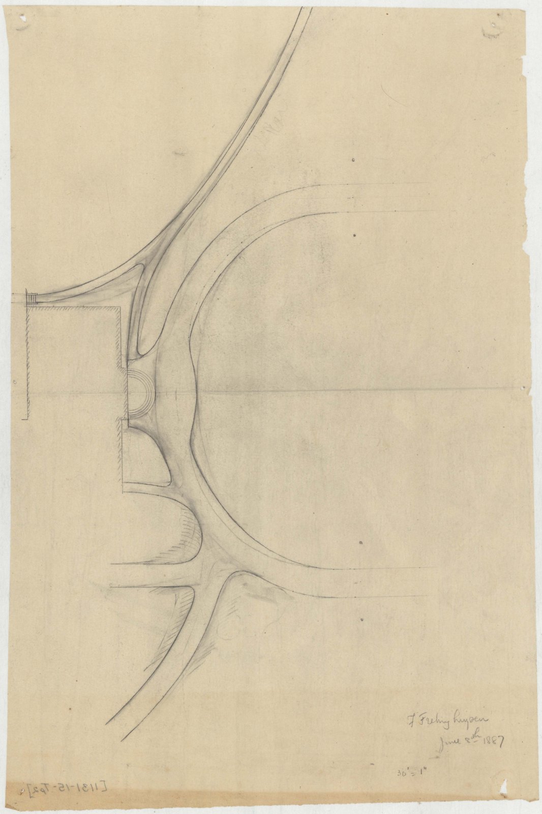 Tracing: the drive at the entrance. Olmsted job 01131.
