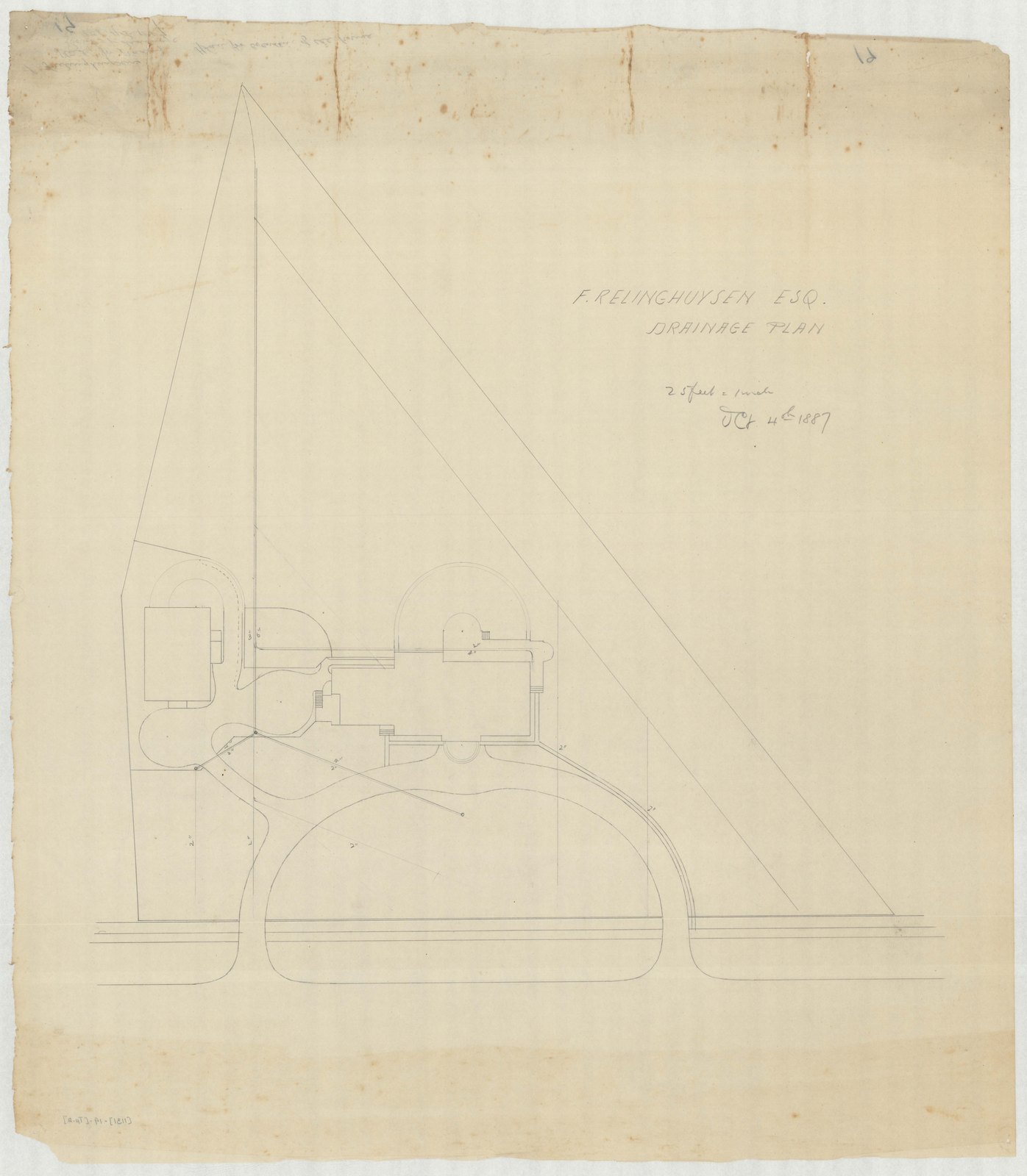 Tracing: the house platform and its edges. Olmsted job 01131.