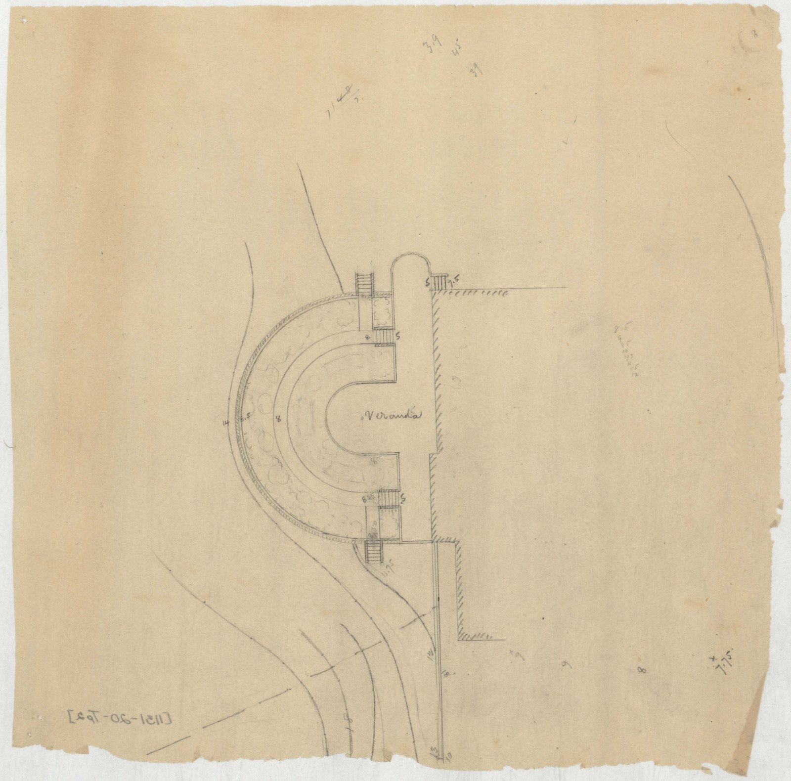 Tracing: the terrace and steps. Olmsted job 01131.