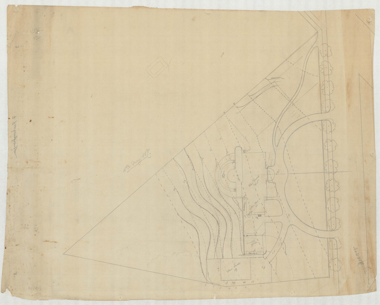 Study of the ground, the contours worked in pencil. Olmsted job 01131.