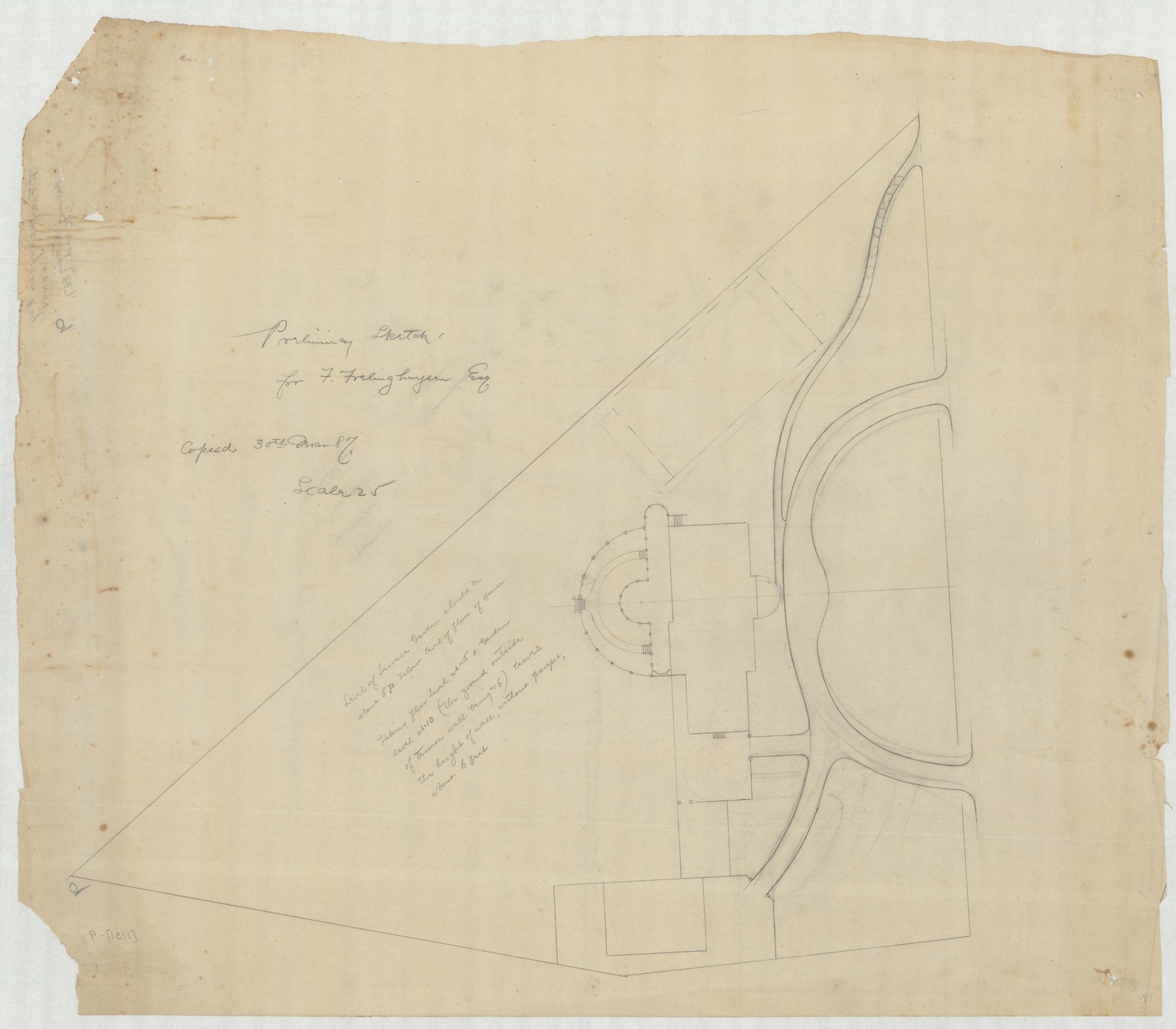 Study of the drive turning in front of the house. Olmsted job 01131.