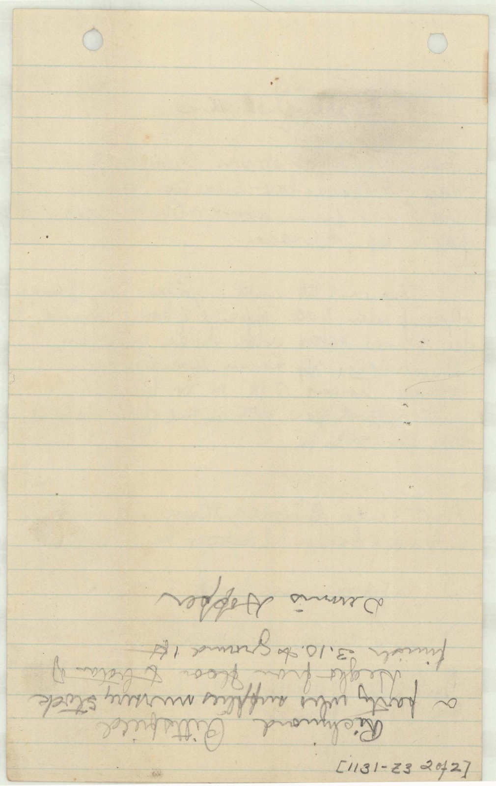 The reverse of the same sheet. Olmsted job 01131.